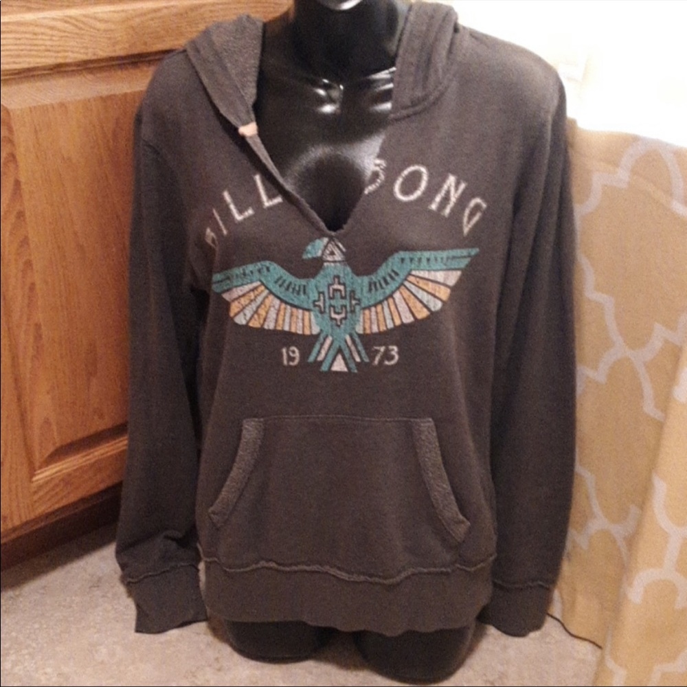 Billabong gray hooded sweatshirt Eagle 1973